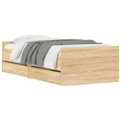 vidaXL Rám postele so zásuvkami dub sonoma 75x190 cm malé jednolôžko
