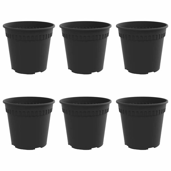 vidaXL Kulat&yacute; kvetin&aacute;č 6 pcs Čierna &Oslash; 17 x 14 cm Plast