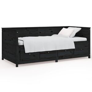 vidaXL Denn&aacute; posteľ čierna 90x190 cm borovicov&yacute; mas&iacute;v