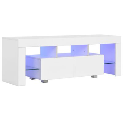 vidaXL TV skrinka s LED svetlami, vysoký lesk, biela 130x35x45 cm