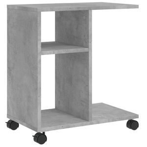vidaXL Bočn&yacute; stol&iacute;k s kolieskami bet&oacute;nov&yacute; 50x30x55 cm kompozitn&eacute; drevo