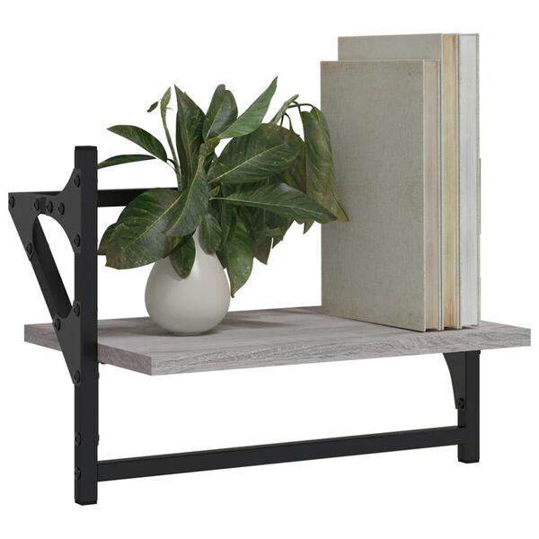 vidaXL N&aacute;stenn&eacute; police s tyčami 2 ks siv&eacute; sonoma 40x25x30 cm