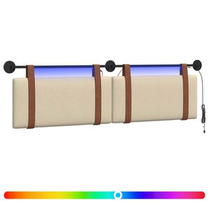vidaXL Z&aacute;vesn&eacute; čelo postele S LED svetlom Kr&eacute;mov&aacute; Antik PU