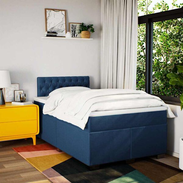 vidaXL Boxspring posteľ s matracom modr&aacute; 120x190 cm l&aacute;tka