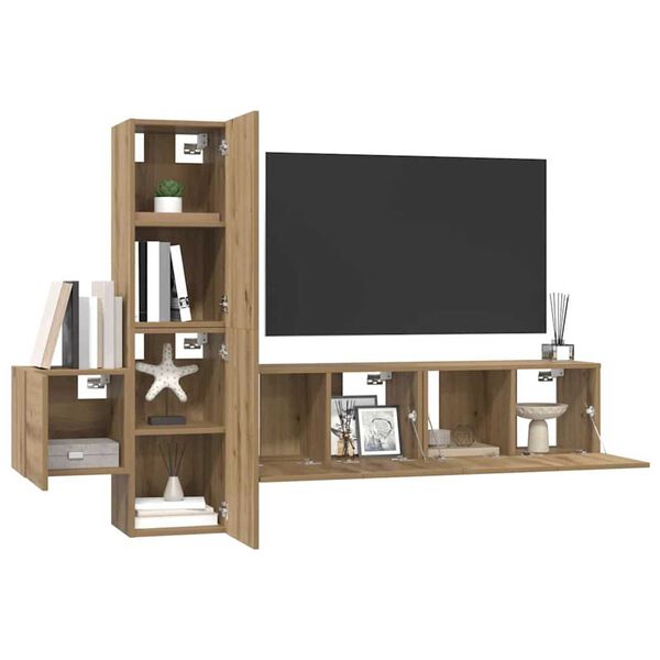 vidaXL Zostava TV skriniek 5 pcs dub artisan 181 x 30 x 120 cm