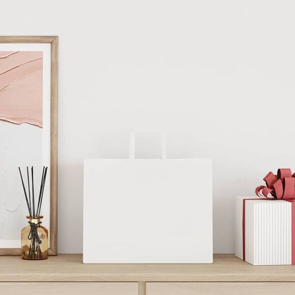 vidaXL Papierov&eacute; ta&scaron;ky 250 ks s r&uacute;čkami, biele, 32x22x24 cm