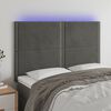 vidaXL Čelo postele s LED tmavosiv&eacute; 144x5x118/128 cm zamat