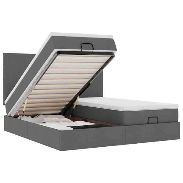 vidaXL Osmansk&yacute; r&aacute;m postele s matracmi tmavosiv&aacute; 200x200 cm l&aacute;tka