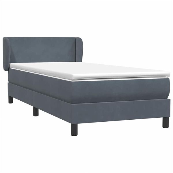 vidaXL Posteľn&yacute; r&aacute;m boxspring s matracom tmavosiv&yacute; 90x220 cm zamat