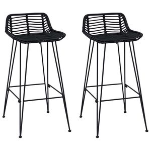 vidaXL Barov&aacute; stolička 2 pcs Čierny 44 x 46 x 91 cm Ratan a oceľ