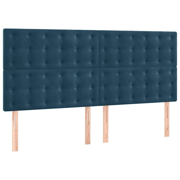 vidaXL Čelo postele tmavomodr&eacute; 180x5x118/128 cm zamatov&eacute;
