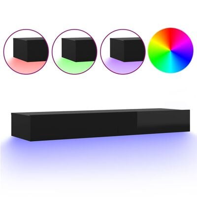 vidaXL TV skrinka s LED svetlami lesklá čierna 120x35x15,5 cm