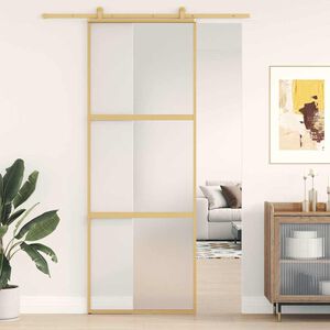vidaXL Posuvn&eacute; dvere zlat&eacute; 76x205 cm matn&eacute; ESG sklo a hlin&iacute;k