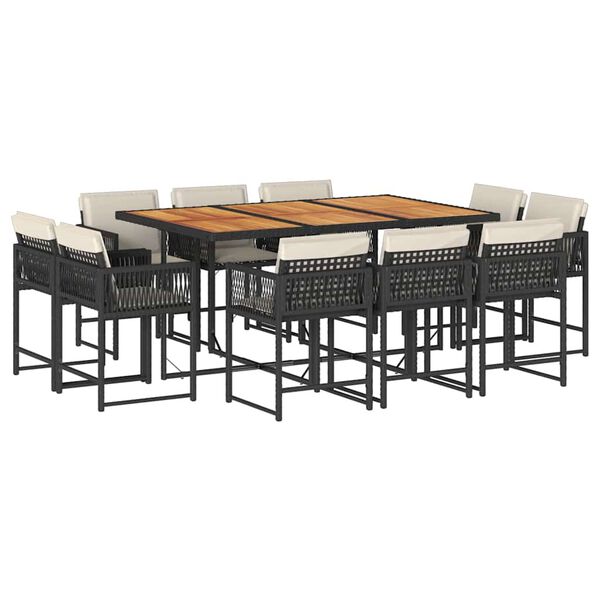 vidaXL 11-dielna z&aacute;hradn&aacute; jed&aacute;lensk&aacute; sada s vank&uacute;&scaron;mi čierna polyratan