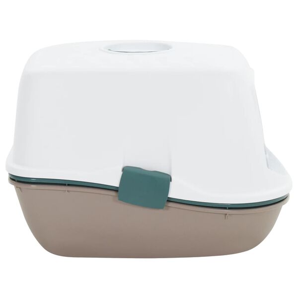 vidaXL Toaleta pre mačky s krytom biely a hnedý 58,5x39,5x43 cm PP