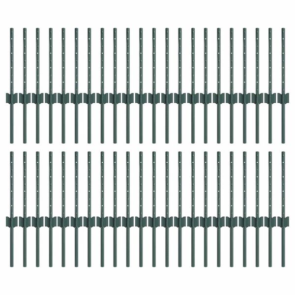 vidaXL Plotové stĺpy 44 pcs Zelená 80 cm Oceľ