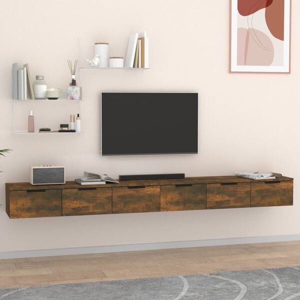 vidaXL Nástenné skrinky 2 ks dymový dub 102x30x20 cm spracované drevo