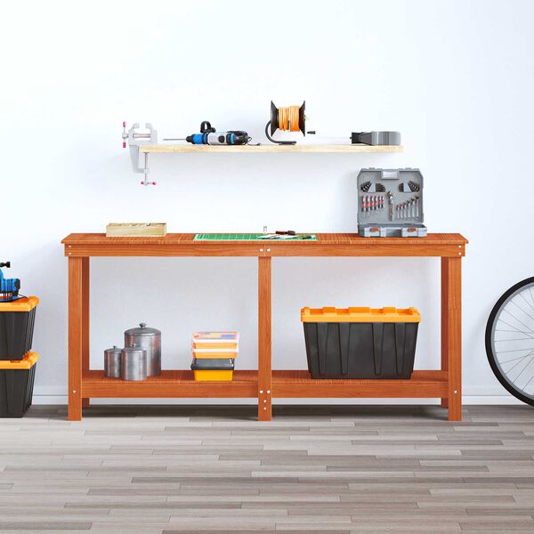 vidaXL Pracovn&yacute; st&ocirc;l Voskov&aacute; Hned&aacute; 180 x 50 x 80 cm Mas&iacute;vna borovica