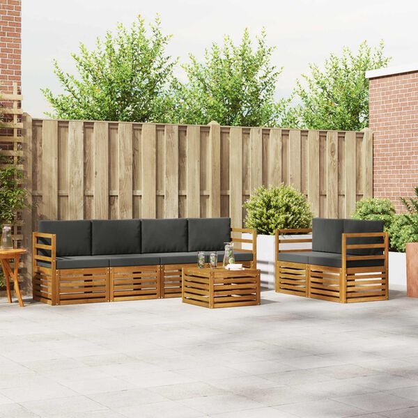 vidaXL Z&aacute;hradn&aacute; s&uacute;prava gaučov s vank&uacute;&scaron;om 7 pcs Pr&iacute;rodn&aacute; a antracitov&aacute;