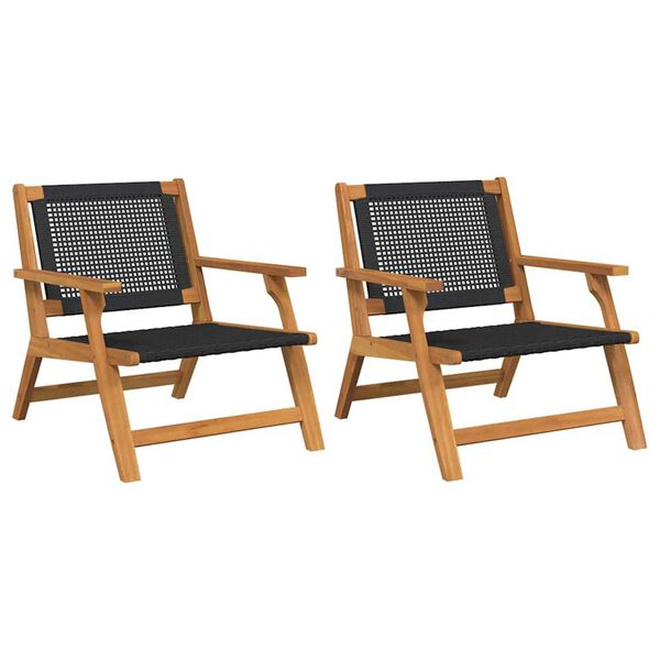 vidaXL Záhradný nábytok 2 pcs Čierna 67 x 78 x 73 cm Akáciový masív