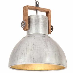 vidaXL Industri&aacute;lna z&aacute;vesn&aacute; lampa 25 W strieborn&aacute; 40 cm okr&uacute;hla E27