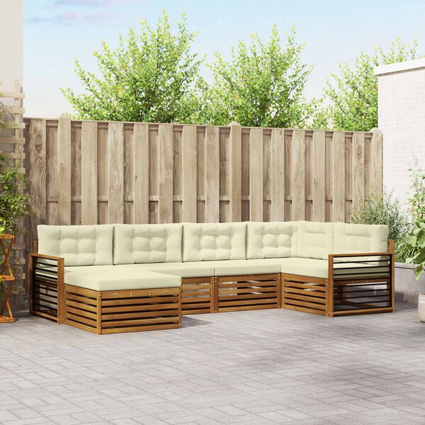 vidaXL Z&aacute;hradn&aacute; s&uacute;prava gaučov s vank&uacute;&scaron;om 6 pcs Pr&iacute;rodn&aacute; a kr&eacute;mov&aacute;