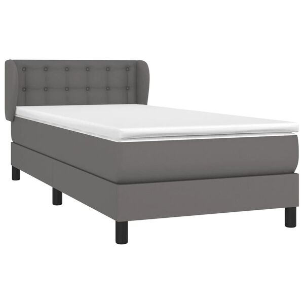 vidaXL Boxspring posteľ s matracom siv&aacute; 90x190 cm umel&aacute; koža