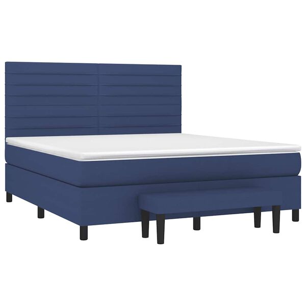 vidaXL Posteľn&yacute; r&aacute;m boxspring s matracom modr&yacute; 180x200 cm l&aacute;tka