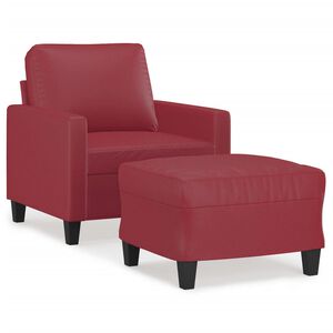 vidaXL Kreslo s podnožkou v&iacute;novo-červen&eacute; 60 cm umel&aacute; koža