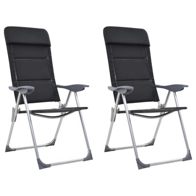 vidaXL Kempingové stoličky 2 ks čierne 58x69x111 cm hliníkové
