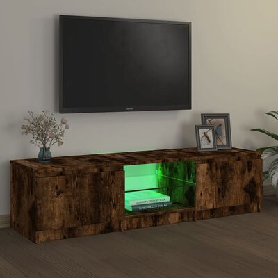 vidaXL TV skrinka s LED svetlami dymový dub 140x40x35,5 cm