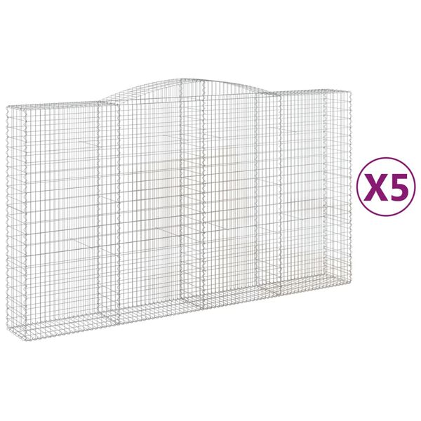 vidaXL Oblúkový gabionový kôš 5 ks 400x50x220/240cm pozinkované železo