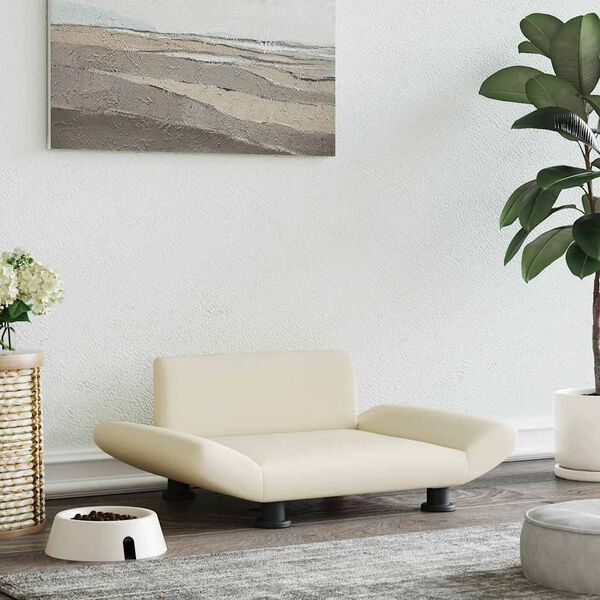 vidaXL Pelech pre psa krémový 70x45x28 cm umelá koža