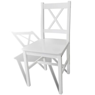 vidaXL Jedálenské stoličky 6 ks, biele, borovicové drevo