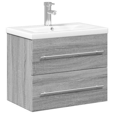 vidaXL Kúpeľňová umývadlová skrinka so zabudov. umývadlom sivá sonoma