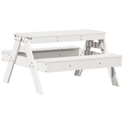 vidaXL Piknikový stôl pre deti biely 88x97x52 cm borovicový masív