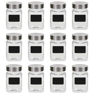 vidaXL Skladovacie poh&aacute;re s n&aacute;lepkou 12 ks 300 ml