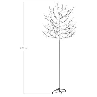 vidaXL Vianočný stromček 220 LED teplé biele svetlo kvety čerešne 220 cm