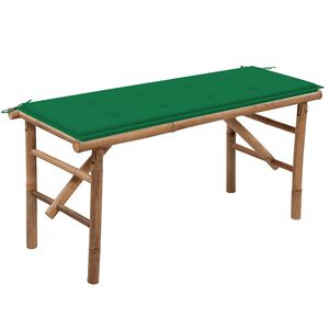 vidaXL Skladacia z&aacute;hradn&aacute; lavička s podložkou 118 cm bambus