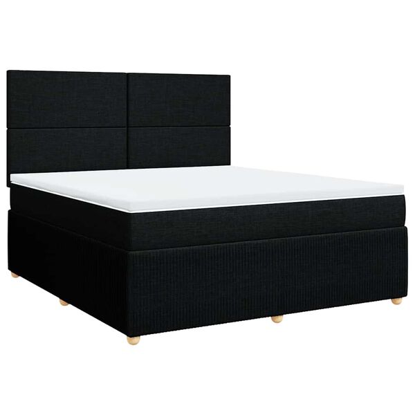vidaXL Posteľn&yacute; r&aacute;m boxspring s matracom čierny 180x200 cm l&aacute;tka