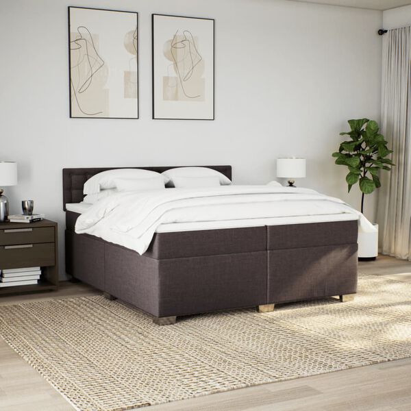vidaXL Boxspring posteľ s matracom tmavohned&aacute; 200x200 cm l&aacute;tka