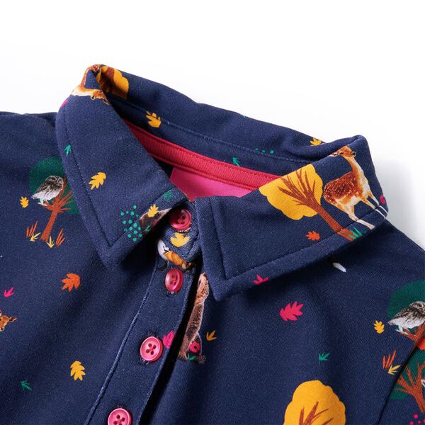 Detské šaty s dlhými rukávmi a šnúrkou námornícke 140