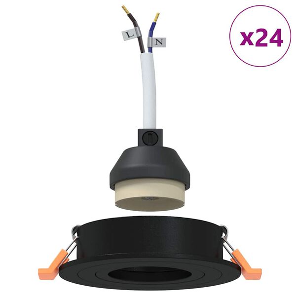 vidaXL Bodové svetlo 24 pcs Čierna 9 x 9 x 2 cm Hliník