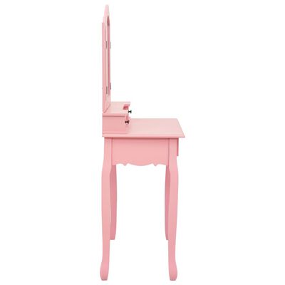 vidaXL Toaletný stolík so stoličkou, ružový 80x69x141 cm, paulovnia