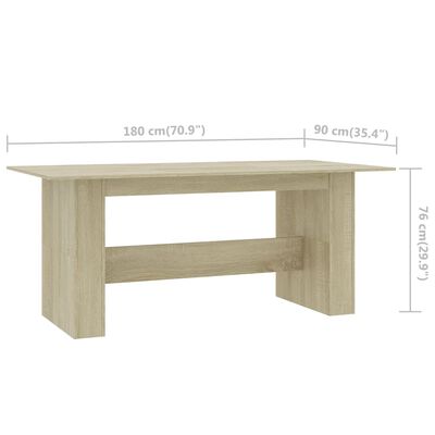 vidaXL Jedálenský stôl farba dubu sonoma 180x90x76 cm drevotrieska