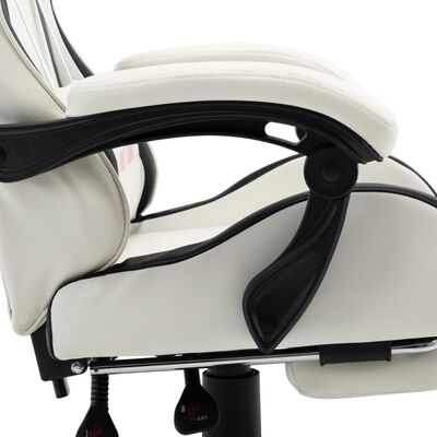 vidaXL Herná stolička s opierkou na nohy, čierno biela, umelá koža