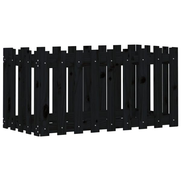 vidaXL Vyv&yacute;&scaron;en&yacute; z&aacute;hon s dizajnom plotu čierny 100x50x50 cm borovica