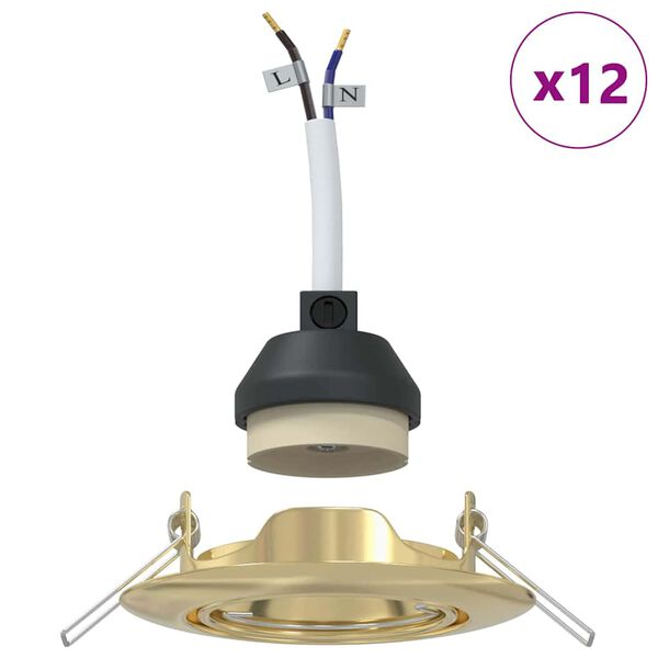 vidaXL Bodov&eacute; svetlo 12 pcs Zlat&aacute; 9 x 9 x 2.5 cm Kov