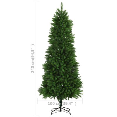 vidaXL Osvetlený umelý vianočný stromček s guľami 240 cm, zelený
