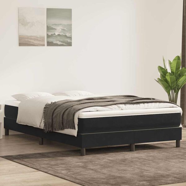 vidaXL Posteľn&yacute; r&aacute;m boxspring s matracom čierny 160x210 cm zamat